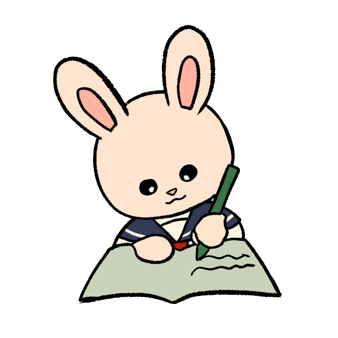 Animated illustration of a rabbit studying with a pencil