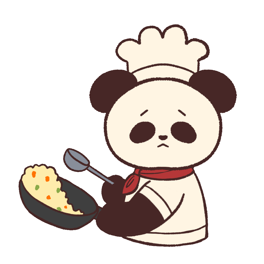 Chef who is panda making fried rice in a work
