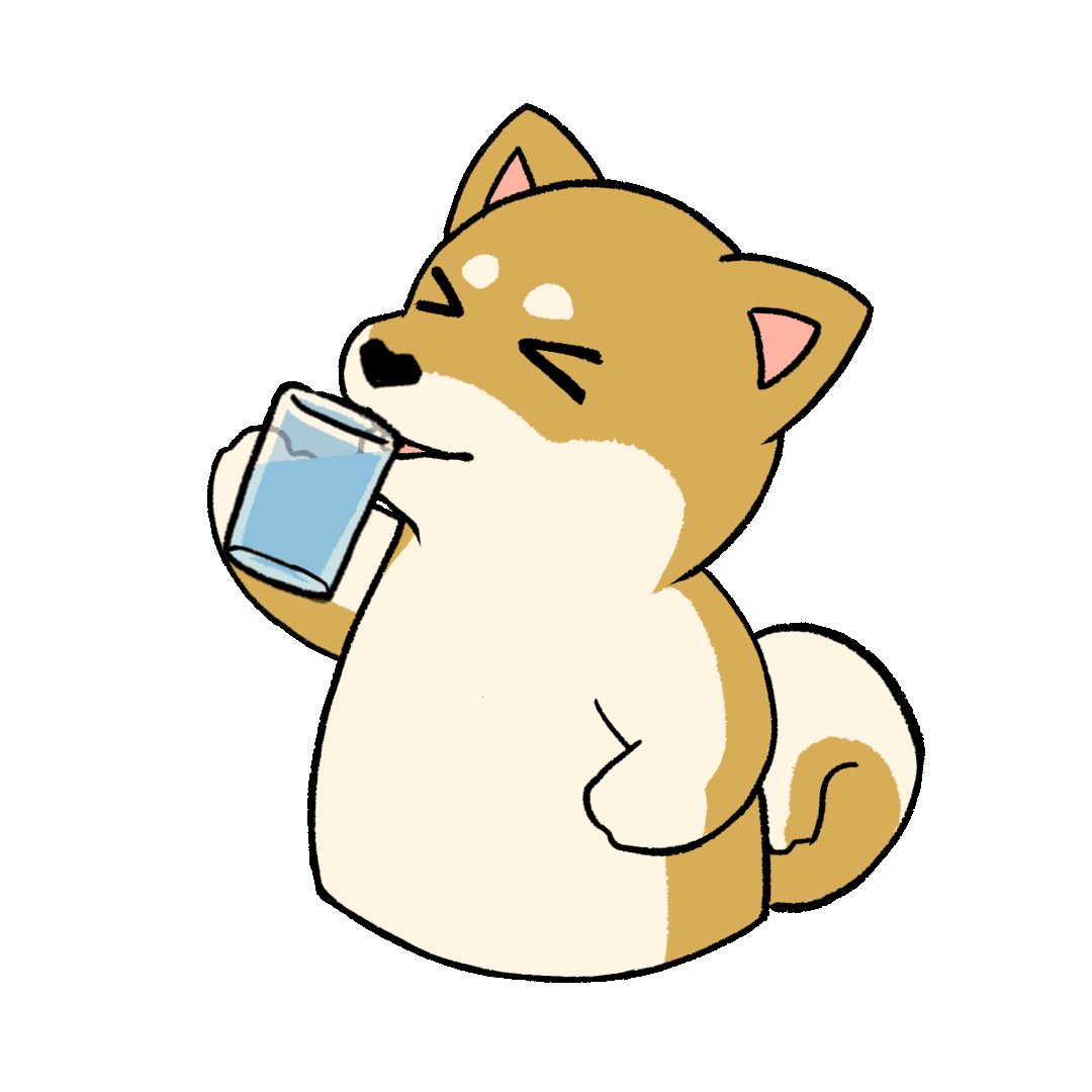 Animated illustration of a dog drinking water | UGOKAWA