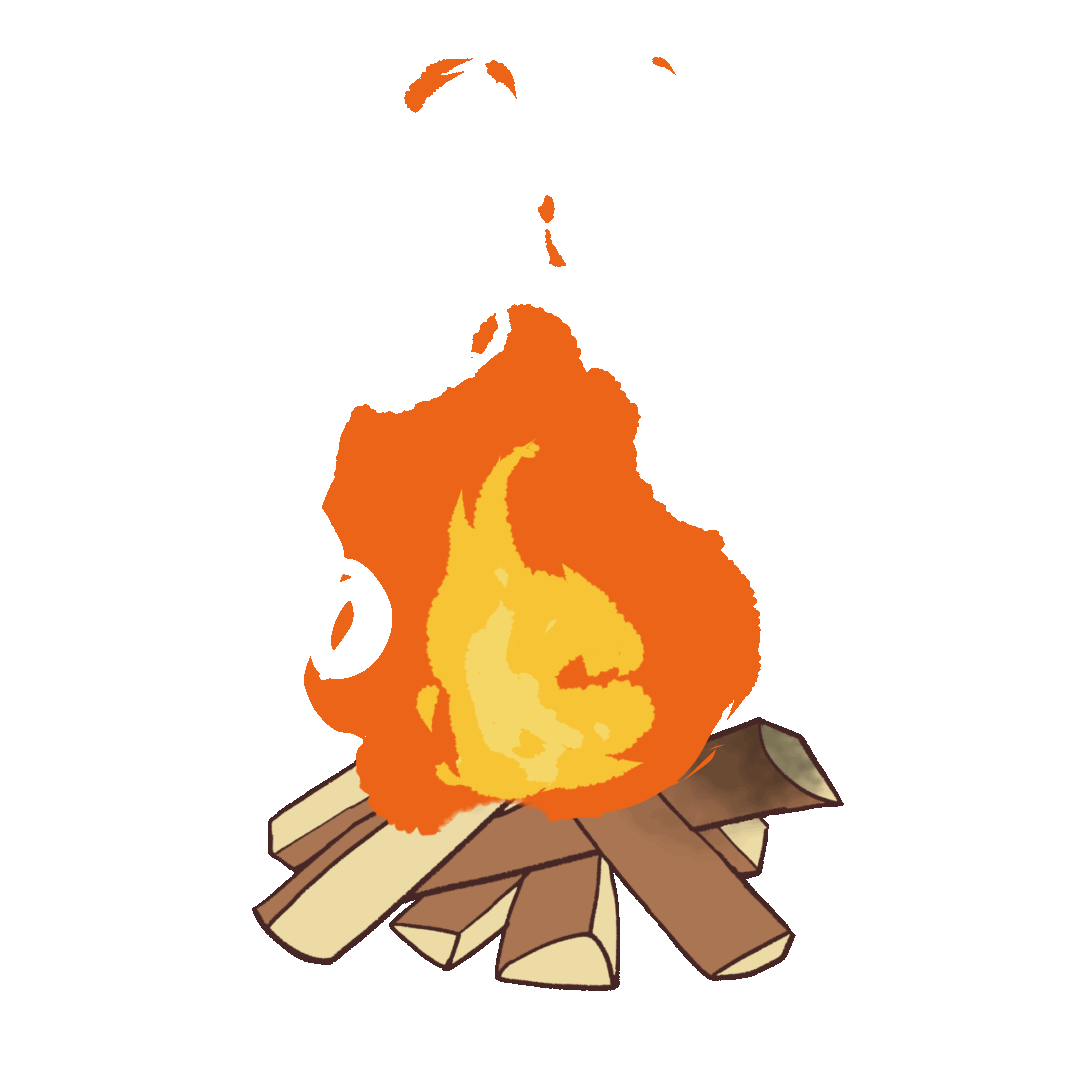秋をイメージしたメラメラと燃える焚き火のイラストgifアニメーション
