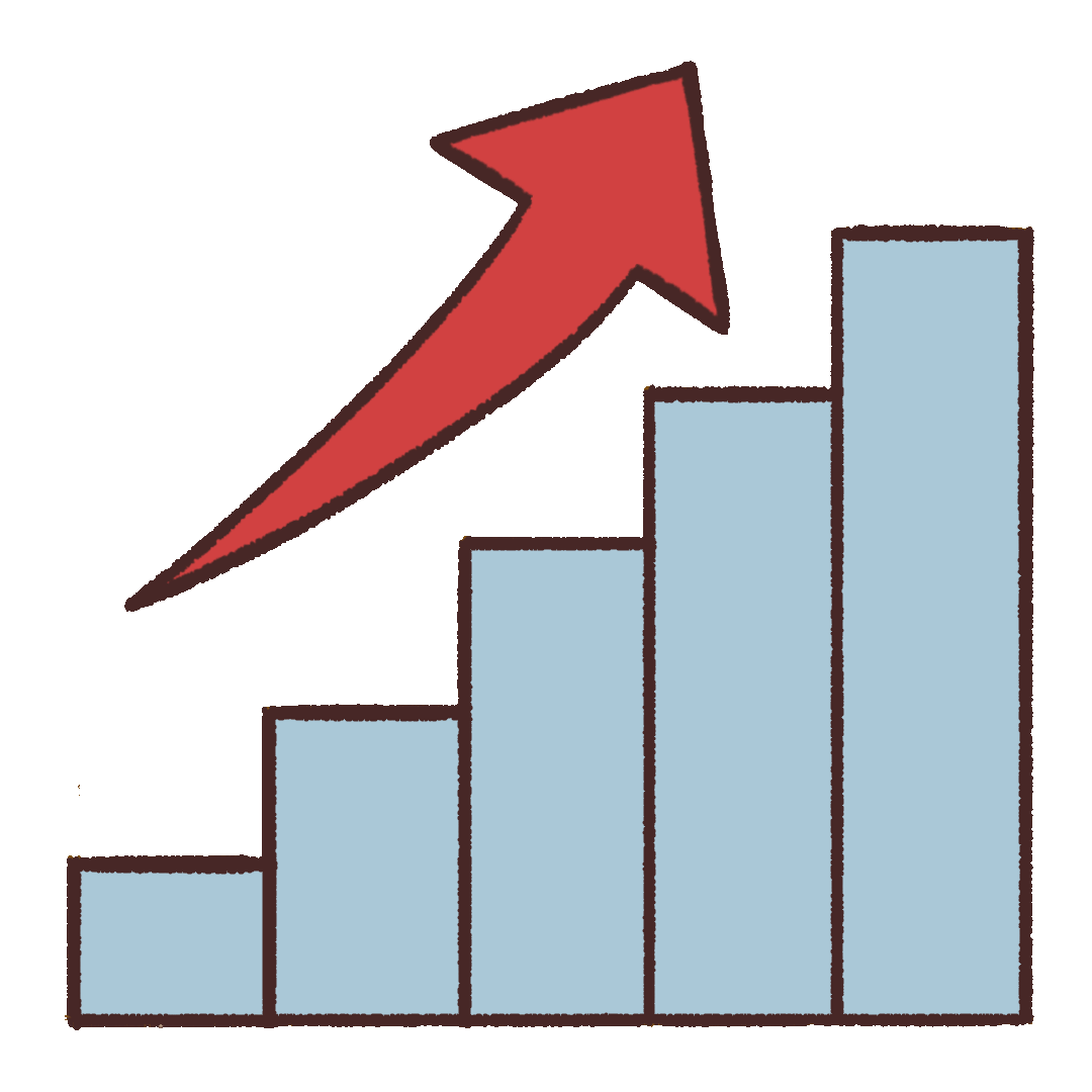 GIF animation of an upward trend along an increasing bar graph