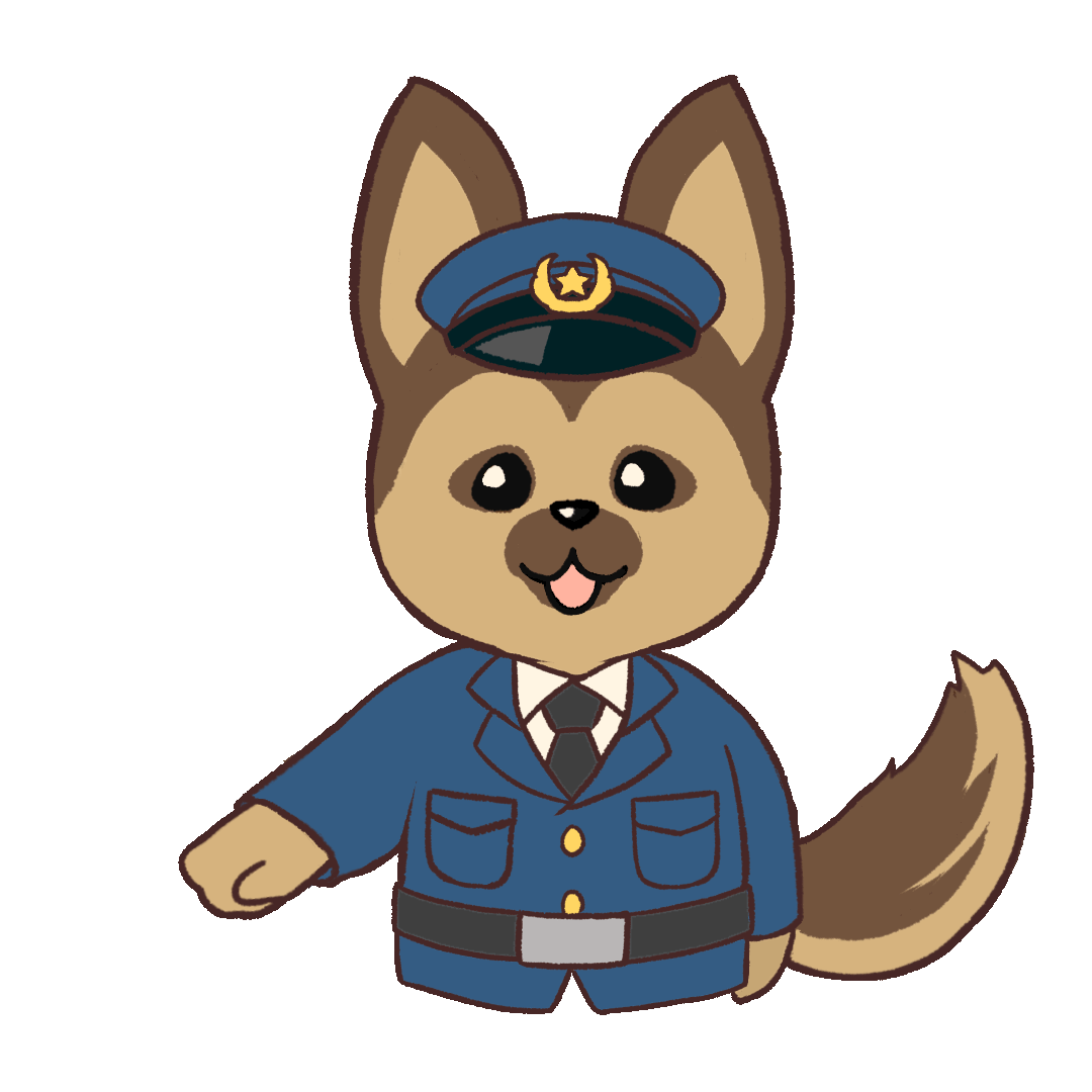 Animated illustration of a police officer saluting