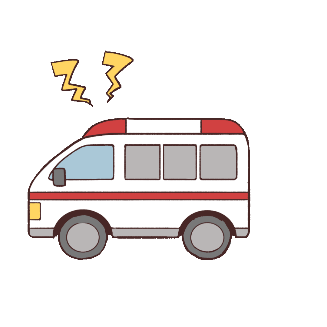 サイレンを鳴らして急ぐ救急車のイラストgifアニメーション