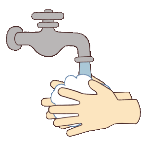 感染対策、水道で手洗いをするイラストgifアニメーション