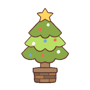 イルミネーションが光るクリスマスツリーのイラストgifアニメーション