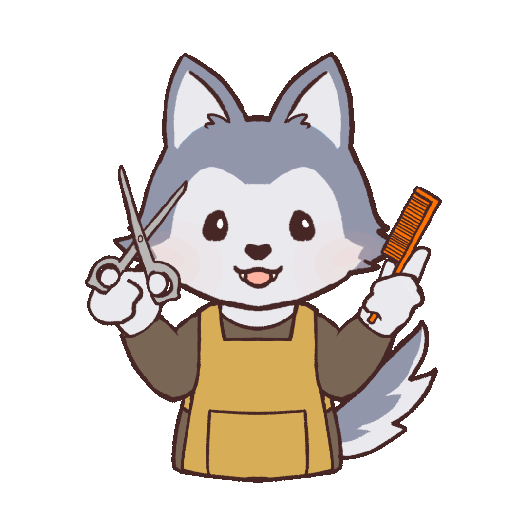 オオカミの美容師のイラストgifアニメーション