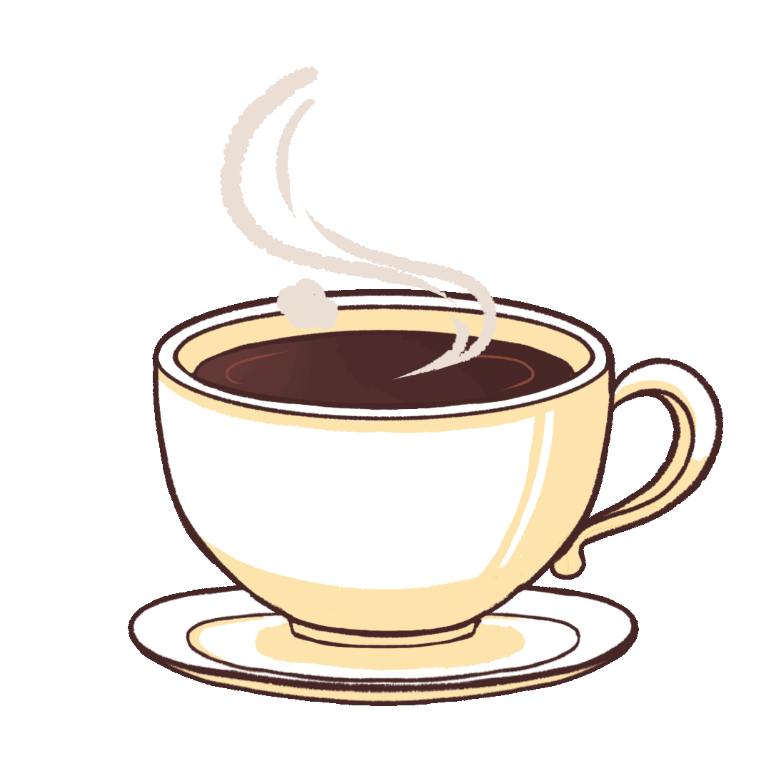 湯気が出るあったかいコーヒーのイラストgifアニメーション