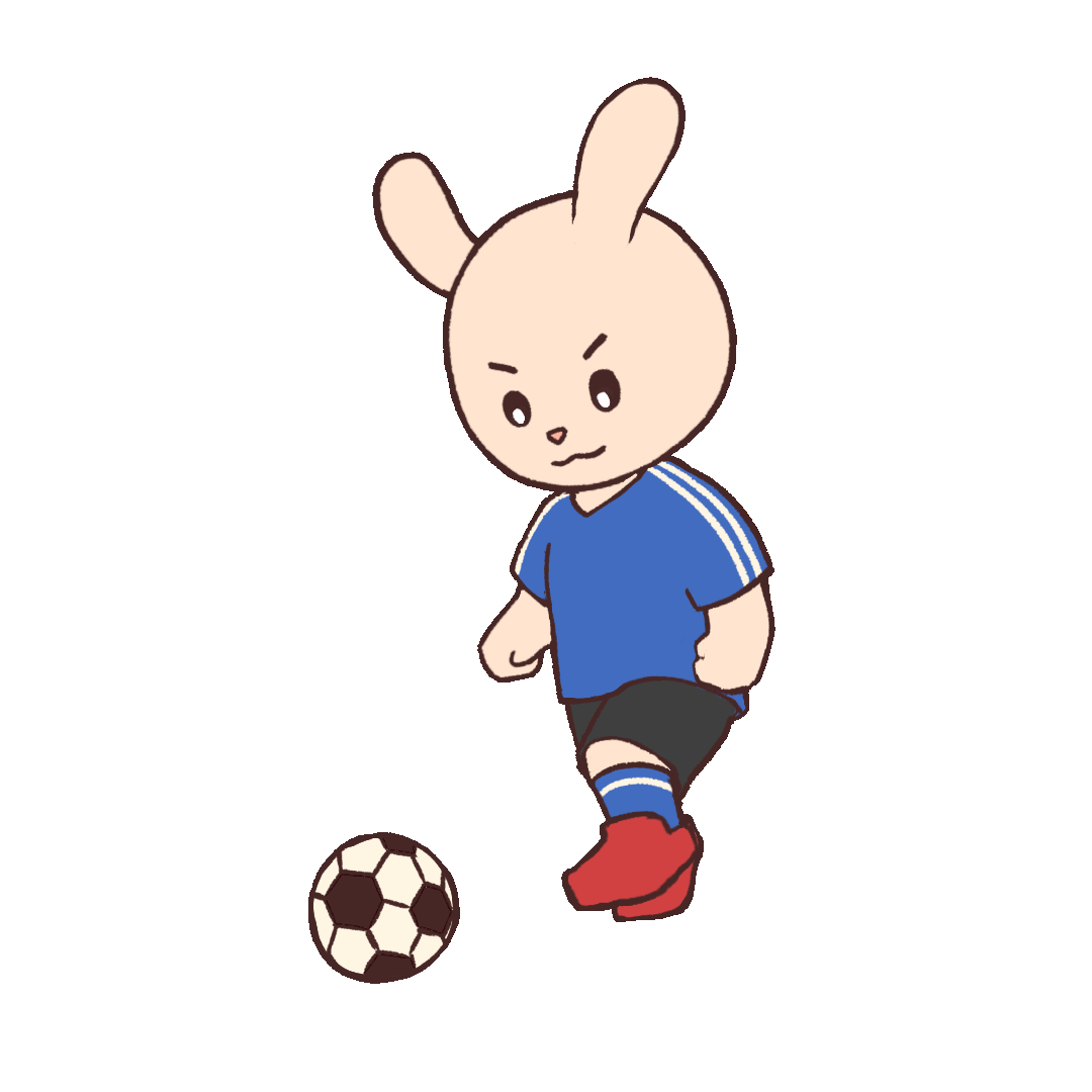 Animated illustration of a rabbit kicking a soccer ball