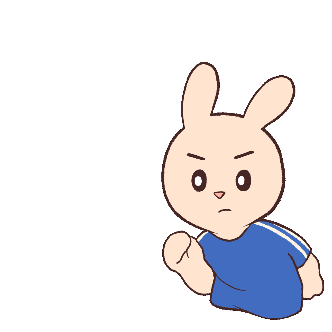 GIF animation of a rabbit doing the offending act of touching the ball with its hand in soccer.