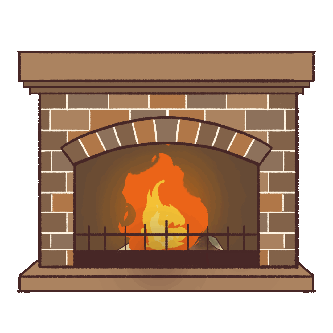 Animated illustration of a fireplace