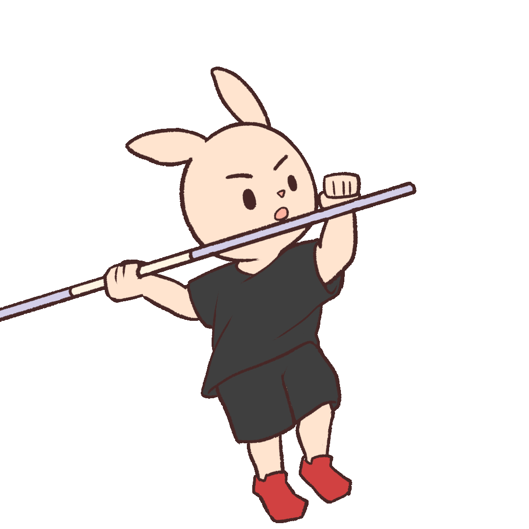 gif animation of a javelin-throwing rabbit