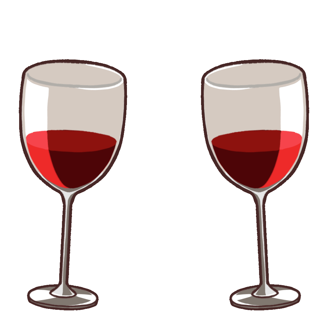 GIF animation of two wine glasses clinking