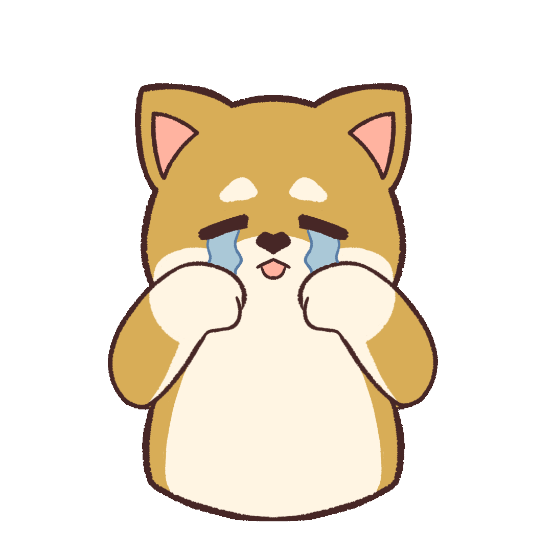 涙を流し号泣する柴犬のイラストgifアニメーション
