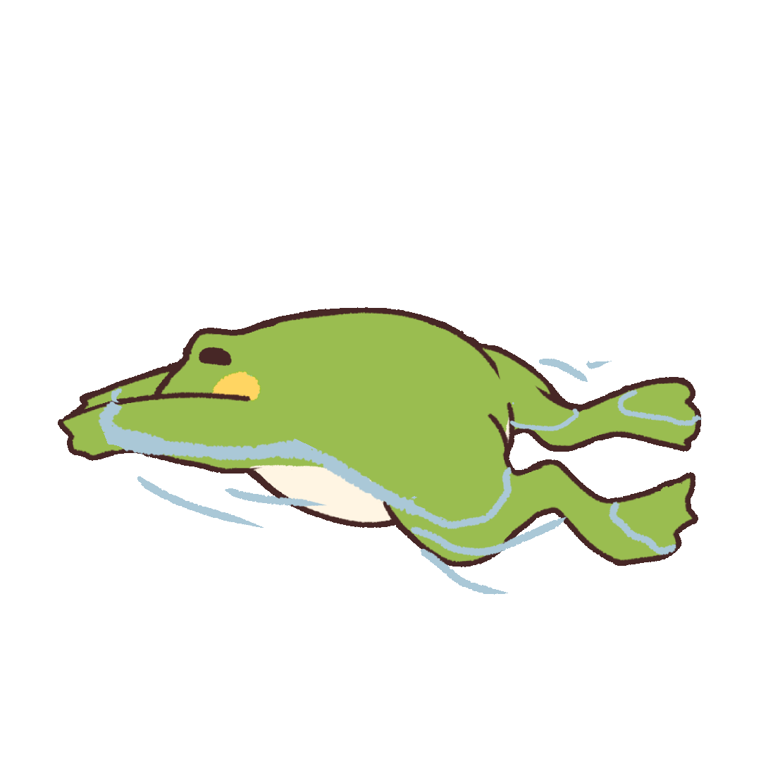 平泳ぎをするカエルのgifアニメーション