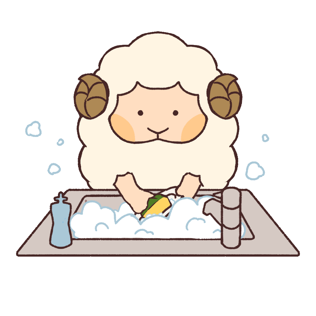 羊がシンクで皿洗いをするgifアニメーション素材