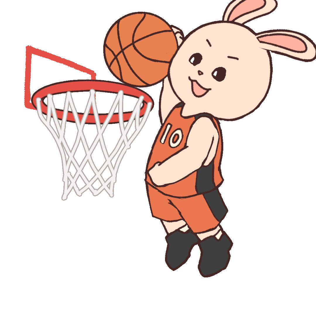 GIF animation of a rabbit dunking a basketball