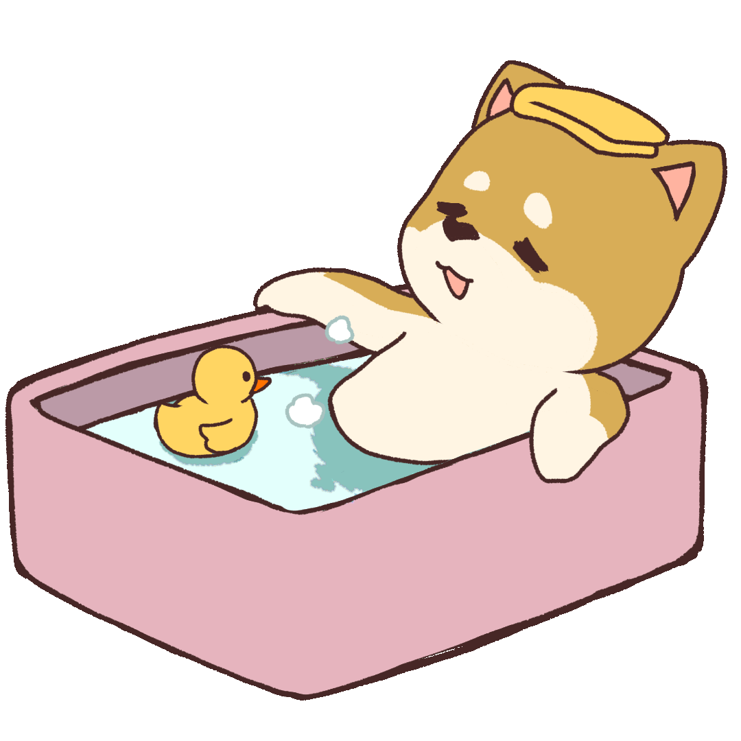 Animated Illustration of a Dog Taking a Bath | UGOKAWA