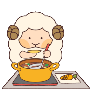 Animated gif of a sheep tasting curry