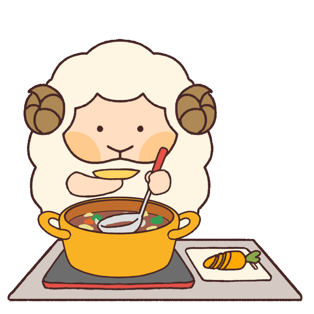 羊がカレーの味見をするgifアニメーション素材