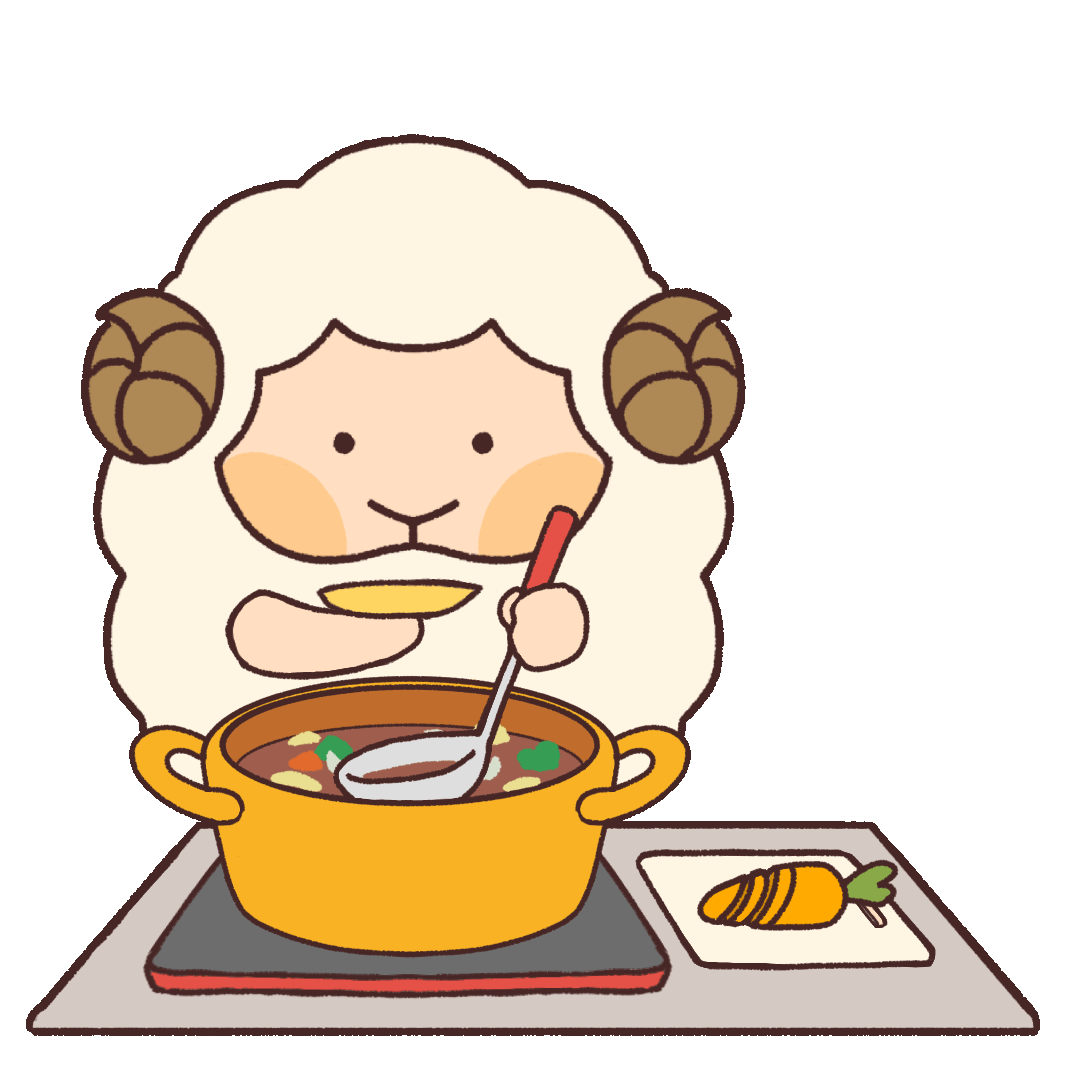 Animated Illustration Of A Sheep Cooking Curry UGOKAWA