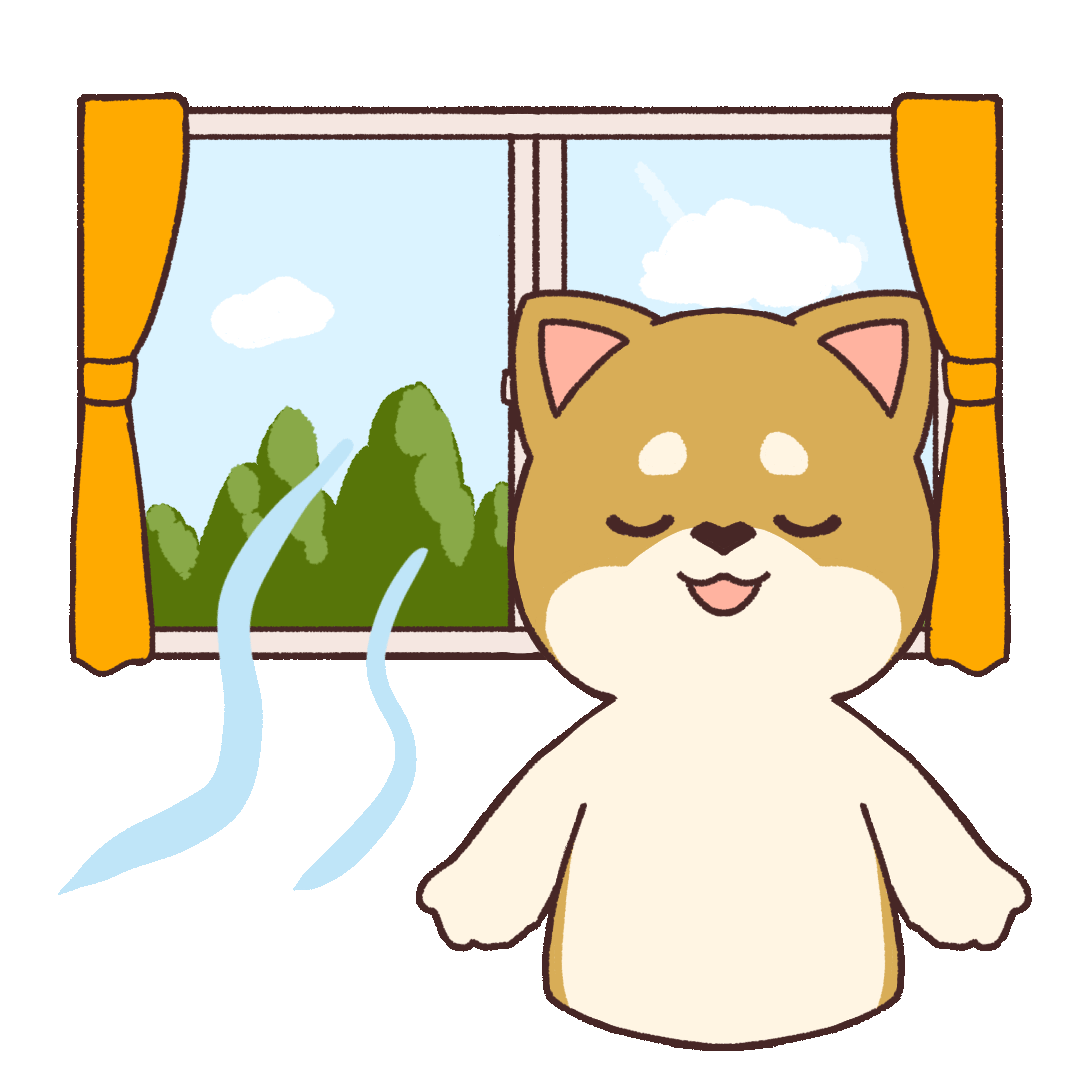 GIF Animation of a dog opening a window and taking a deep breath