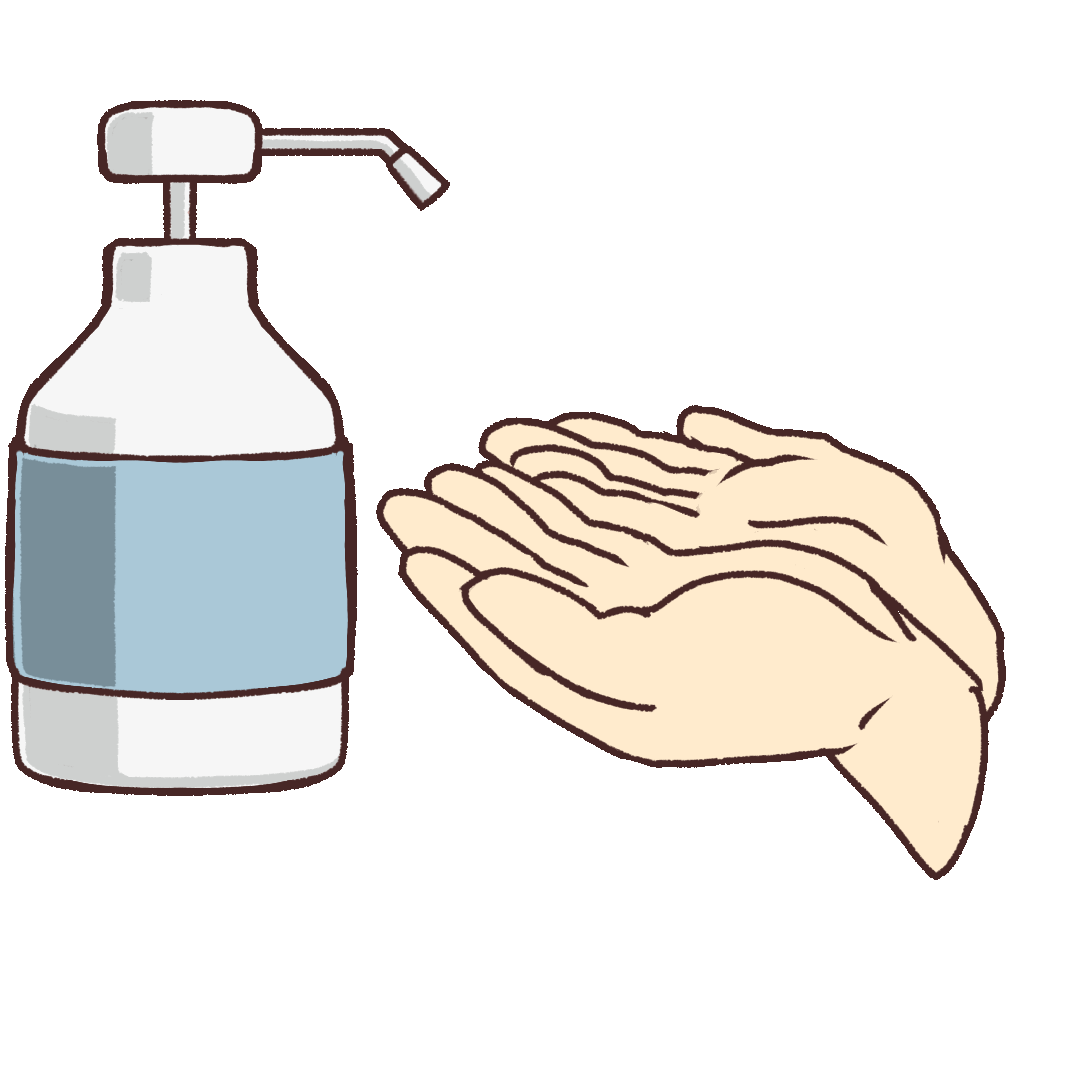 GIF animation of spraying disinfectant on palm of hand