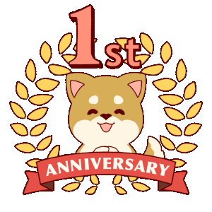 GIF animation of a dog to commemorate the first anniversary
