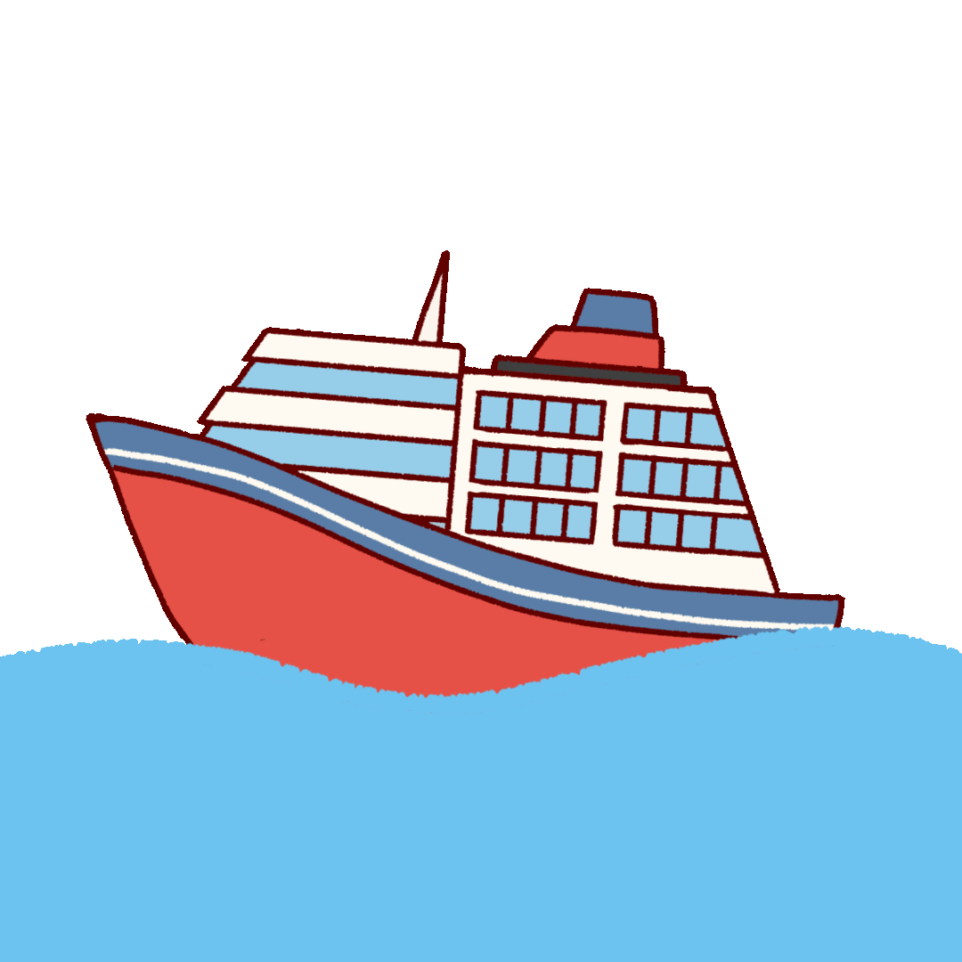 客船が波に揺られながら航行するgifアニメーション素材