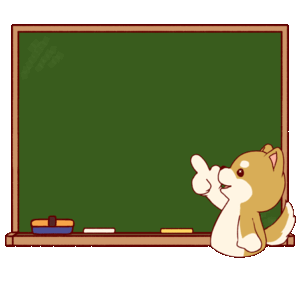 GIF animation of a dog pointing at a blackboard while turning sideways