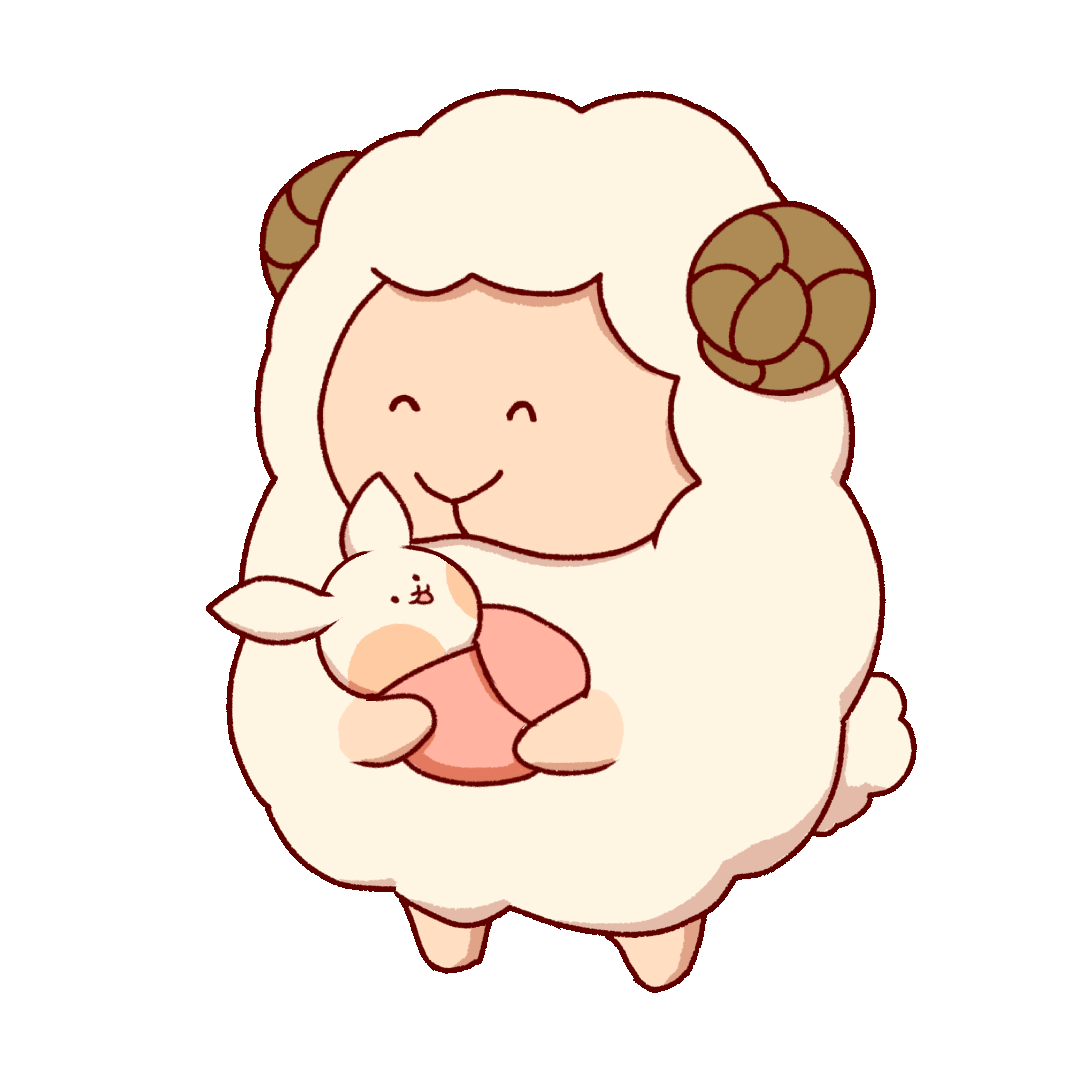 Animated illustration of a sheep nursing a baby