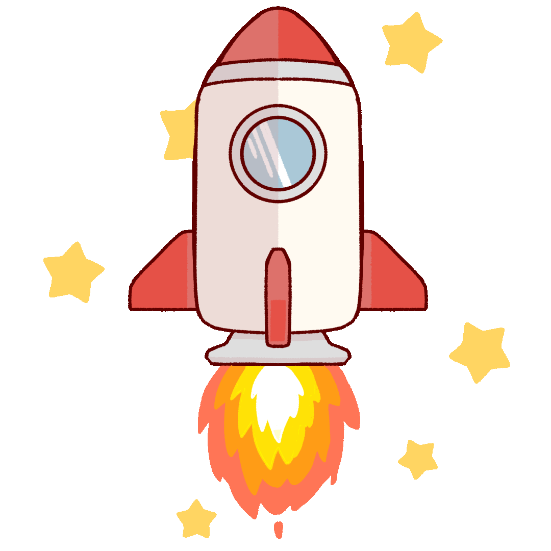 Animated illustration of a rocket moving through space