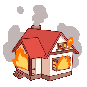 火事で家が燃えるgifアニメーションイラスト